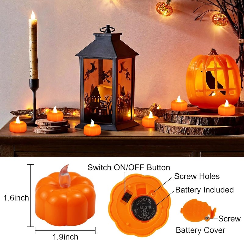 CESOF Pumpkin Tea Lights Decorations Fall Decor, 24 Pack LED Orange Pumpkin Lights Flameless Candles Battery Operated, Halloween Thanksgiving Flickering Tealight Candle for Home Table Indoor Party - Image 2